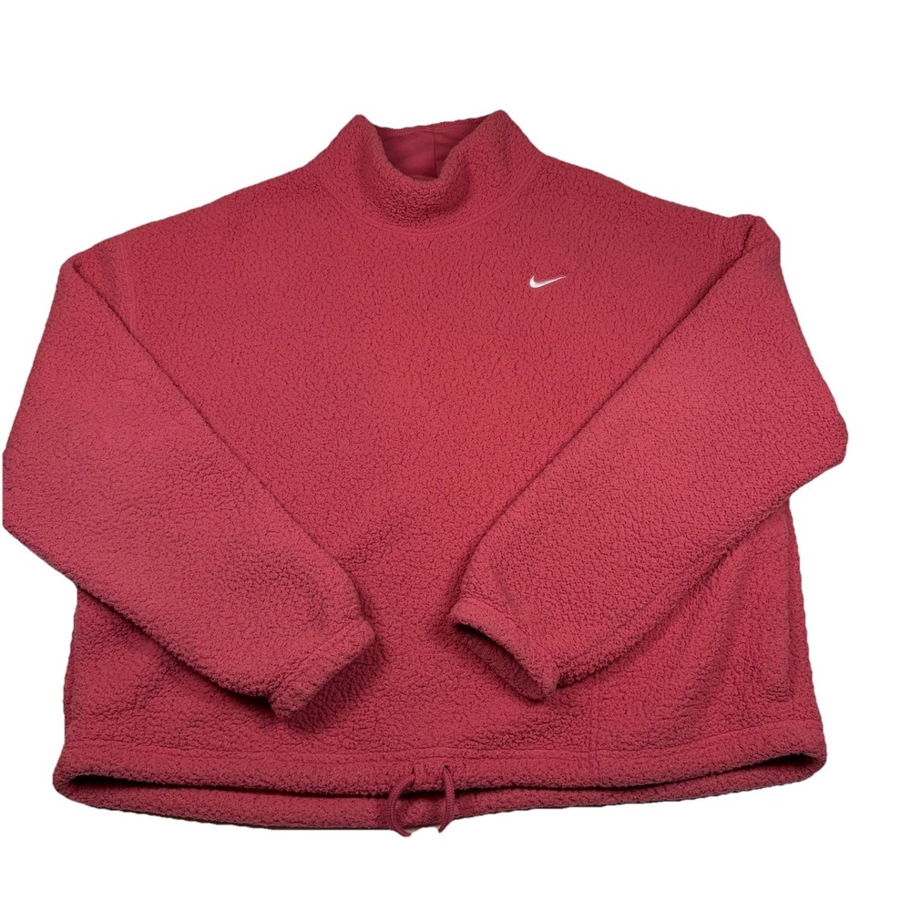 Nike Therma-Fit Fleece Mock Neck Sweatshirt Women's Medium Pink RN#56323